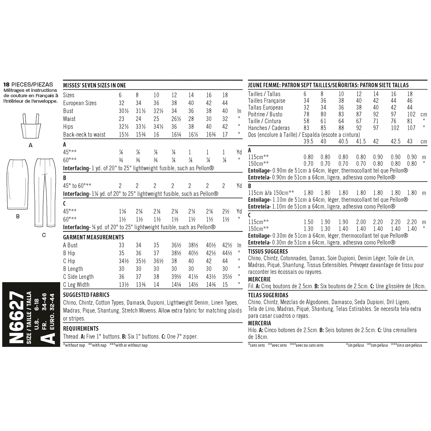 6627 - Ladies Pants Tops & Skirts