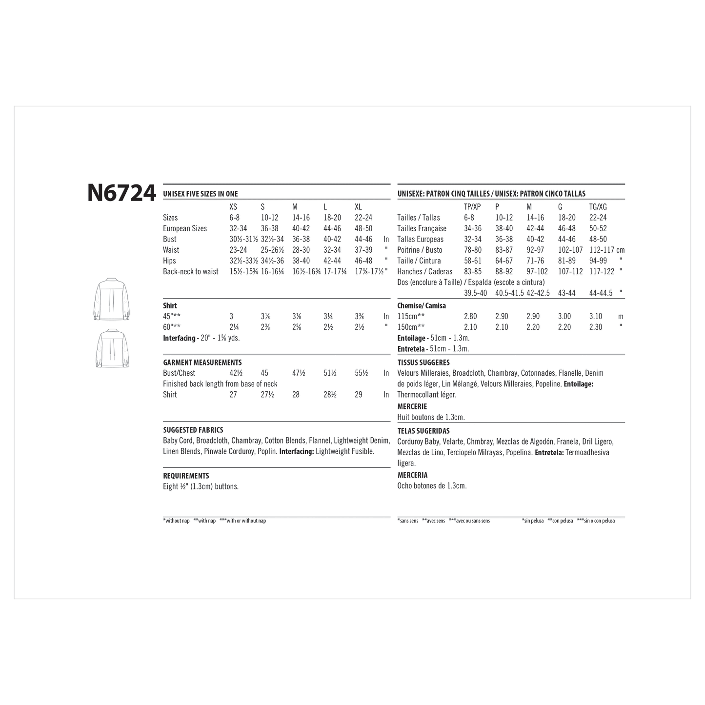 6724 - Ladies and Men's Shirts
