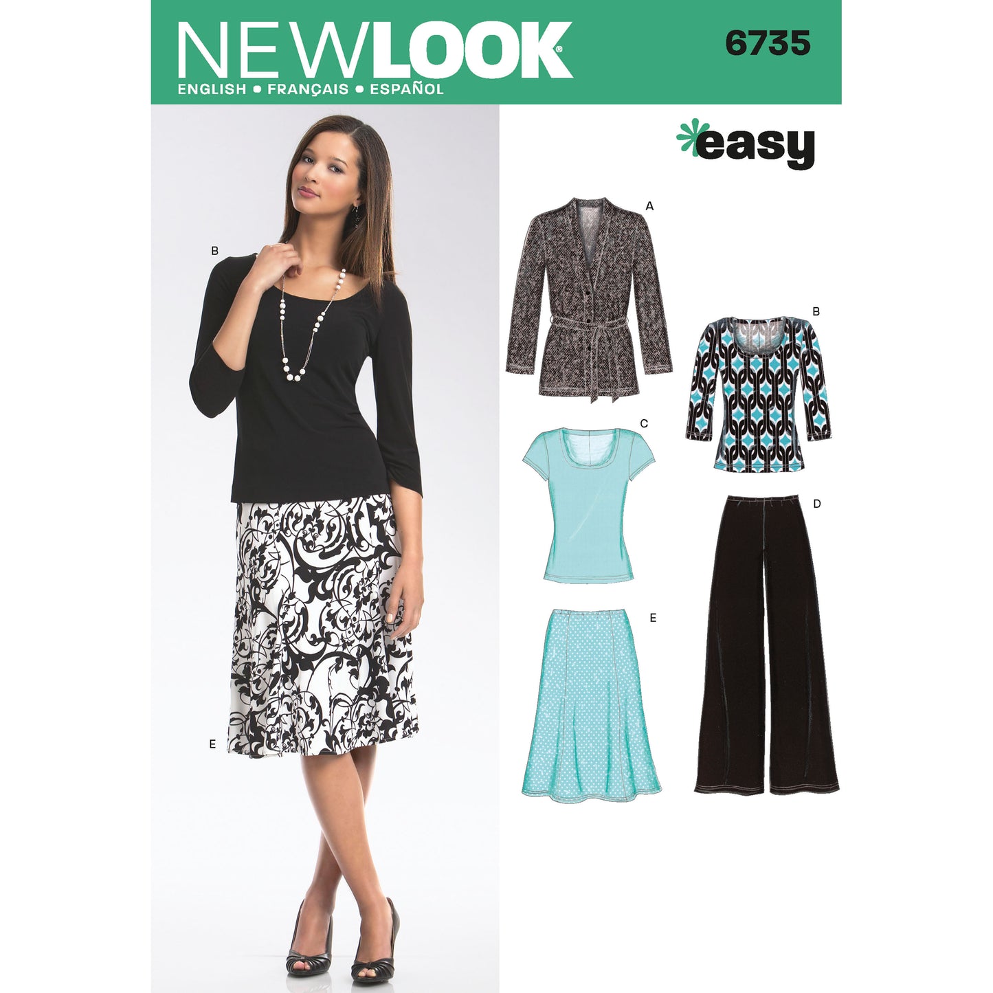 6735 - Ladies Knit Cardigan Tops Pants & Skirt