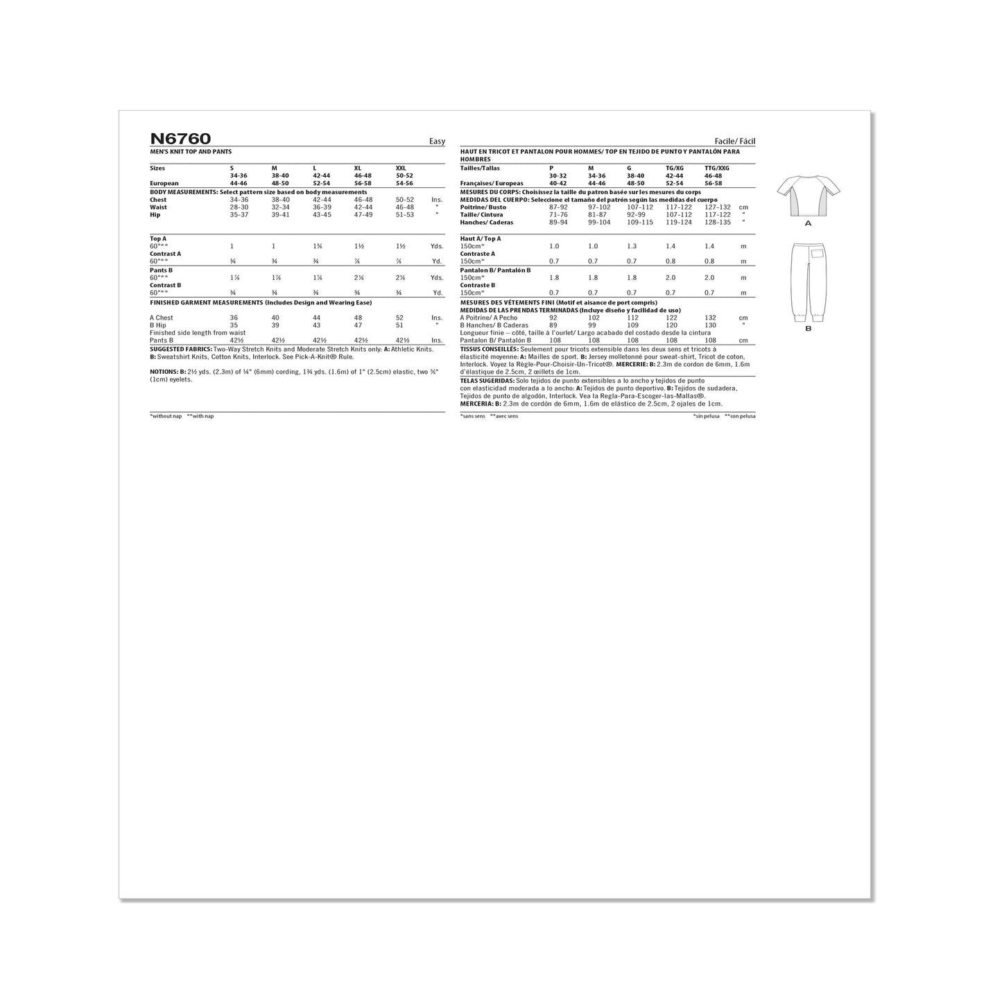 New Look Sewing Pattern 6760 - Men / Boy's Sportswear