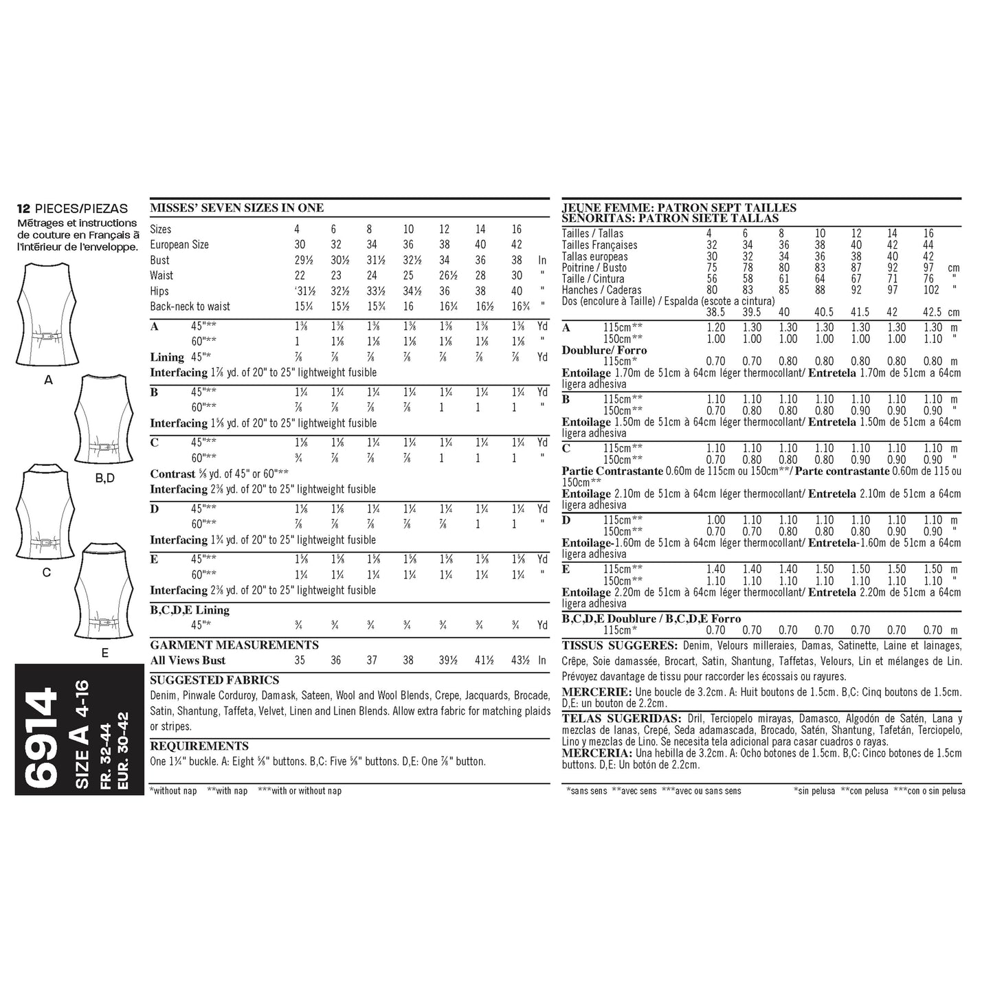 6914 - Ladies Lined Vests
