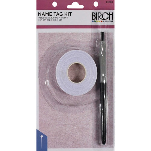 Birch Name Tag Kit - 10mm x 8mts Iron-On + Laundry Marker