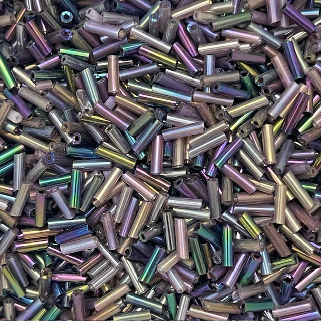 Glass Bugle Beads - Rainbow - 6mm x 2mm - 20g Approx 250+ Pieces