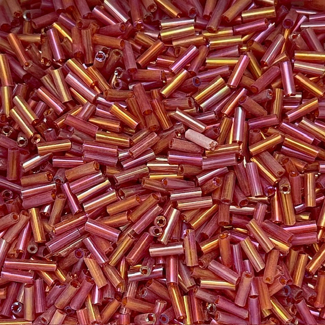 Glass Bugle Beads - Rainbow - 6mm x 2mm - 20g Approx 250+ Pieces