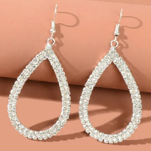 Shinning Full Rhinestone Water Drop Earrings