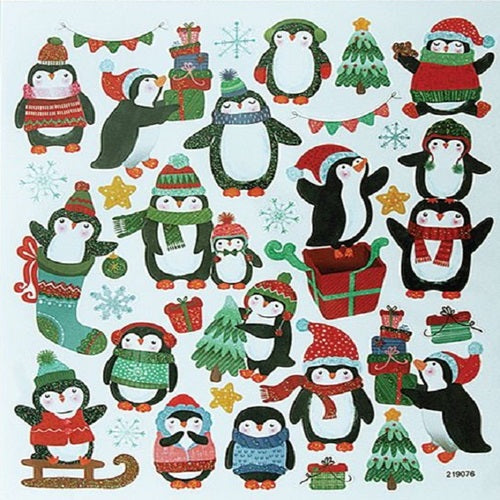Craft Stickers - Christmas - Glitter Penguins