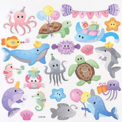 Craft Stickers - Party - Glitter - Sea Animals