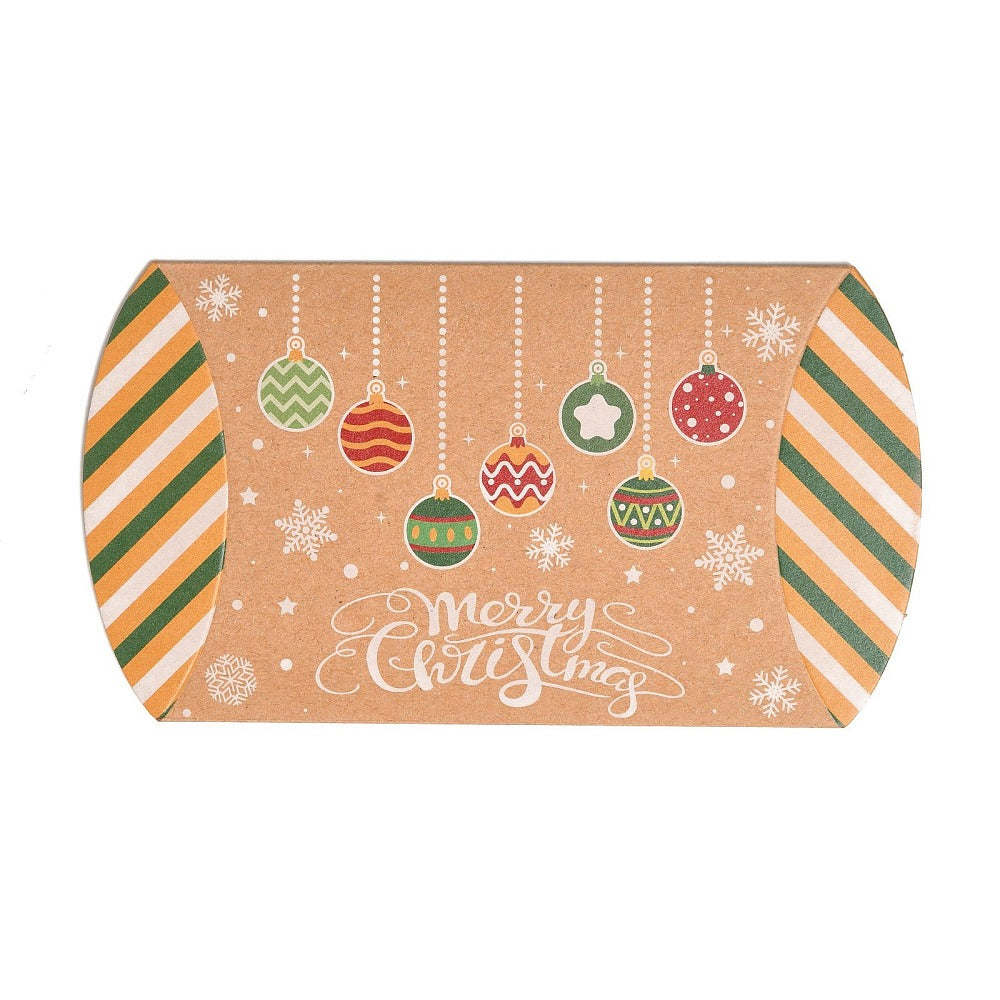 10 x Christmas Theme Cardboard Pillow Boxes Gift Boxes
