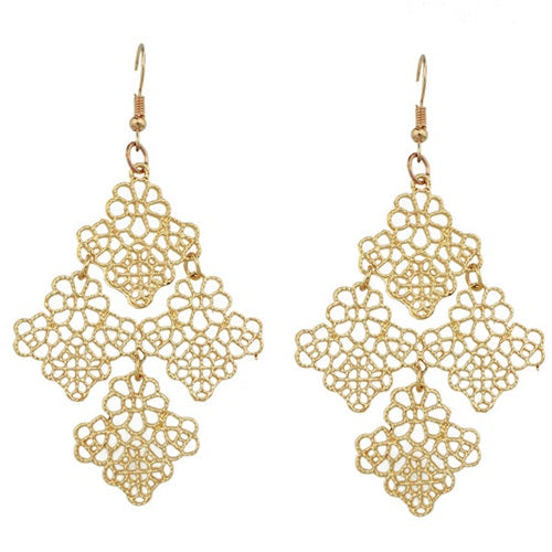Rose Gold Flower Dangles Earrings