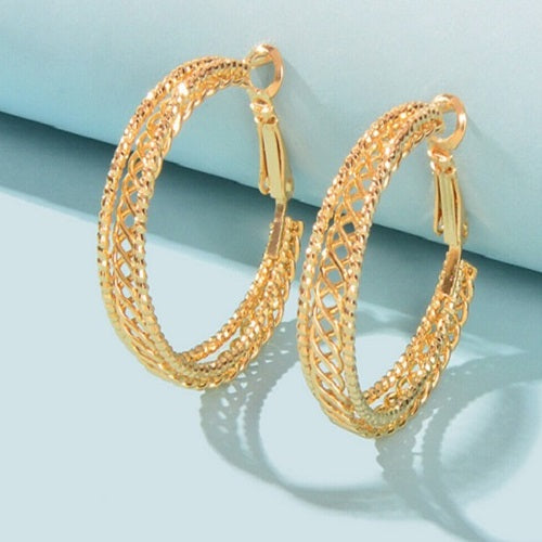 Criss Cross Gold Earring Hoops
