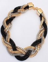 Black Gold & Silver Weave Link Choker Necklace