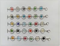 Glass Multi Coloured Beads & Silver Circle Bracelets