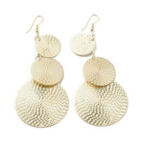 Earrings - Triple Circle Dangles - Gold Plated