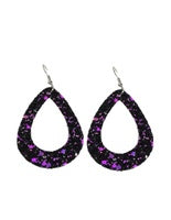 Boho Chic Gold or Black Leather Shining Sequins Water Drop Dangle Earrings