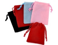 10 x Velvet Drawstring Bags - Mixed Colours - 7cm x 5cm