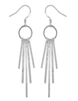 Brass Dangle Earrings - Bright Silver Plated