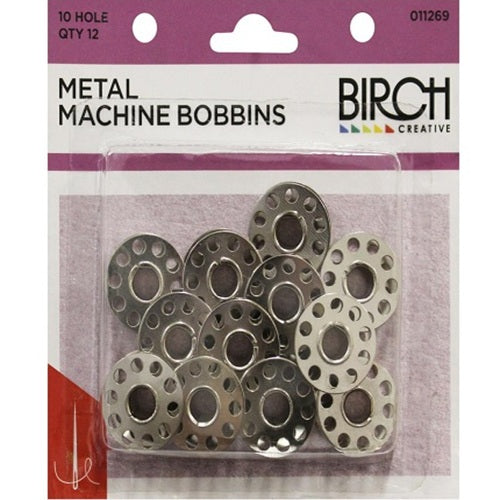Metal Machine Bobbins - 10 Hole - 12 Pack
