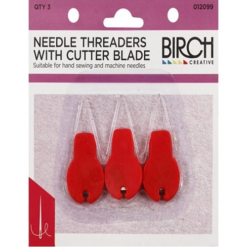 Needle Threader With Cutter Blade - Pack 3