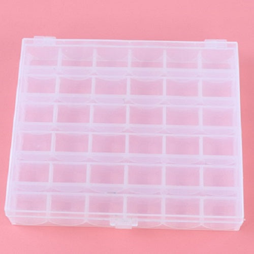 Sewing Machine Hard Durable Bobbin Storage Case - Clear - 36 Compartments