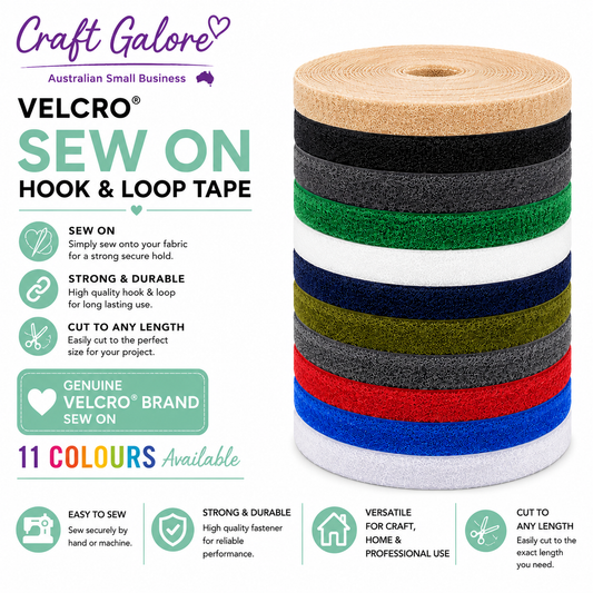25mm Genuine Velcro® SEW ON - Hook & Loop Tape - 1mt
