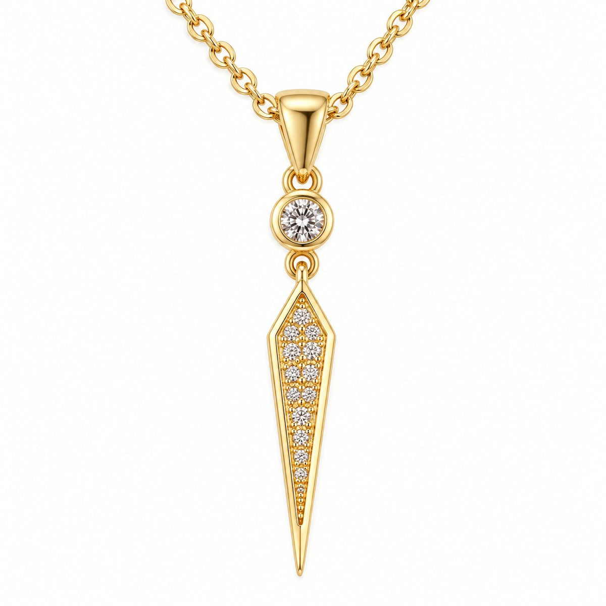 304 Stainless Steel Cubic Zirconia Drop Gold Necklace