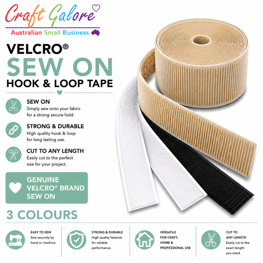 100mm Genuine Velcro® SEW ON - Hook & Loop Tape - 1mt