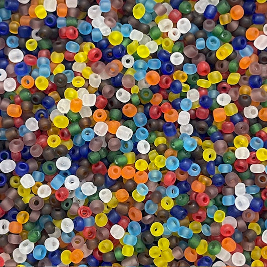 Glass Seed Beads - 3mm 8/0 - Frosted - Multi Mix - 20g approx 500 pieces