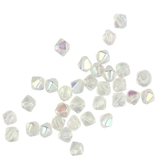 Glass Bicone Crystal AB Beads - 4mm & 6mm