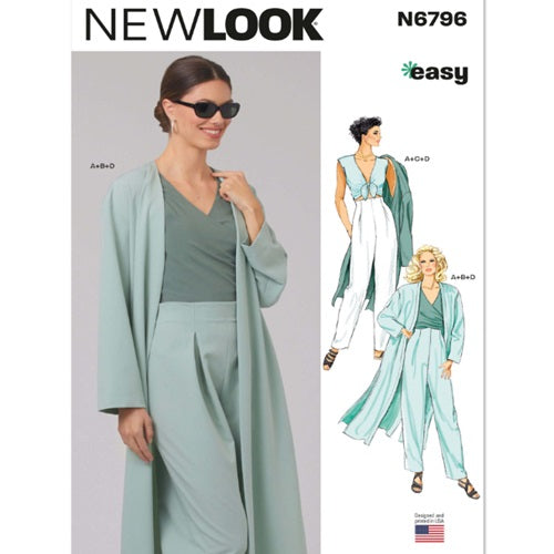 New Look Sewing Pattern 6796 - Misses’ Coat, Tops and Trousers