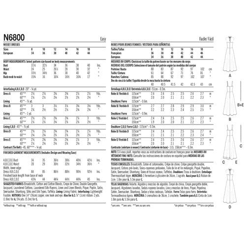 New Look Sewing Pattern 6800 - Misses’ Dresses