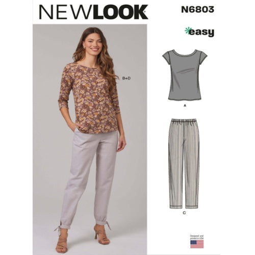 New Look Sewing Pattern 6803 - Misses’ Knit Tops and Trousers