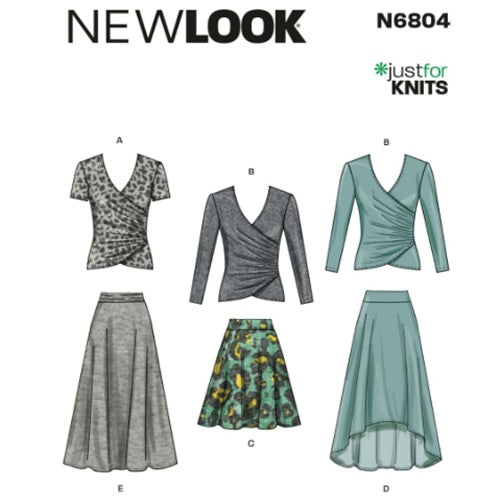 New Look Sewing Pattern 6804 - Misses’ Knit Tops and Skirts