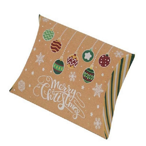 10 x Christmas Theme Cardboard Pillow Boxes Gift Boxes