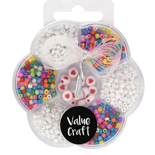 Plastic Acrylic Seed Bead Kits - Kids Craft - 70g Approx 1015 Pieces + 2mts Stretchy String