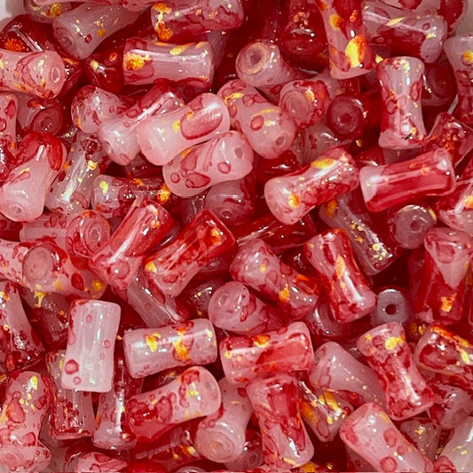 Glass Baked Varnish Bamboo Beads - 12mm x 7mm - 50g approx 70 Pieces