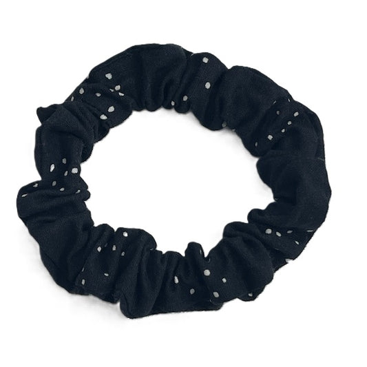 Scrunchies - Black With White Polka Dots - Mini Size