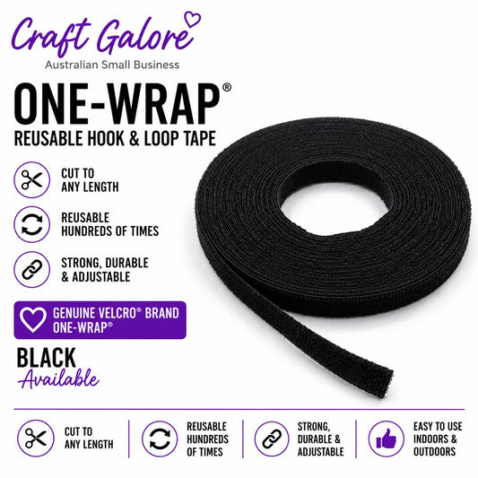 6mm x 1mt Genuine VELCRO® Brand ONE-WRAP® Reusable Hook & Loop Tape 2 Colours