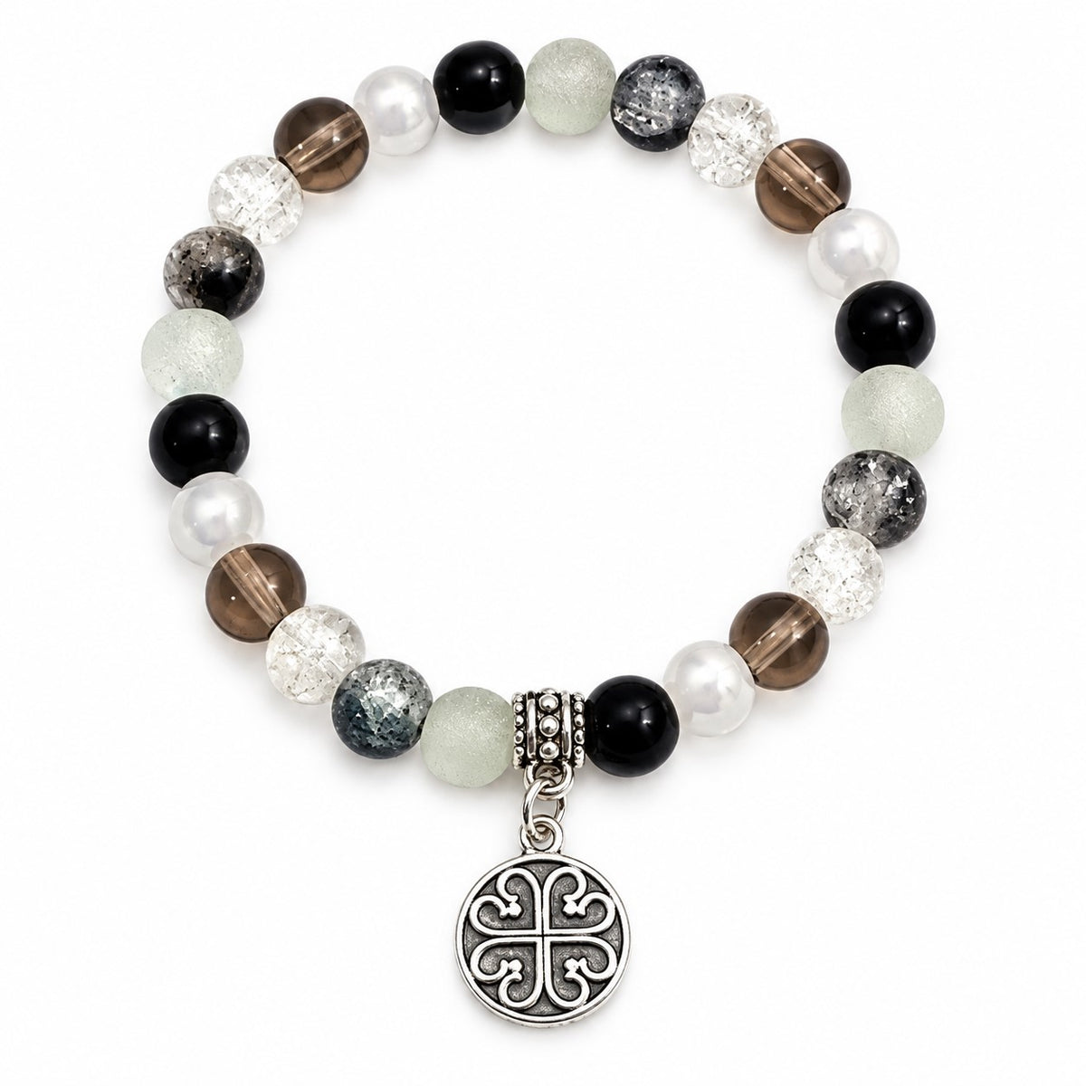Handmade Stretchy Mystical Glass Bead Charm Bracelet - 8 Colours
