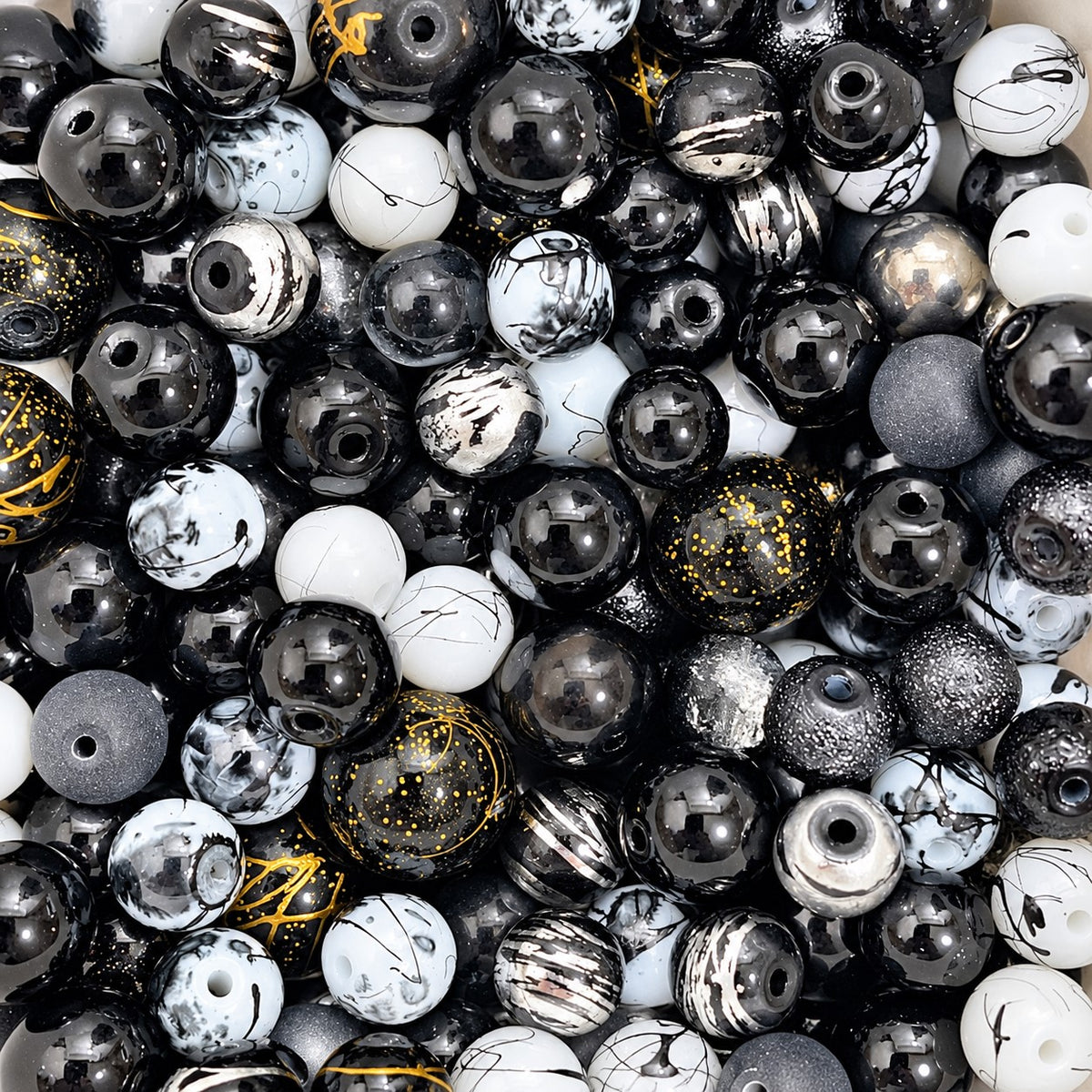 50g Glass Bead Mixes - 80 to 100 Pieces - Size 4mm to 12mm - 11 Colours