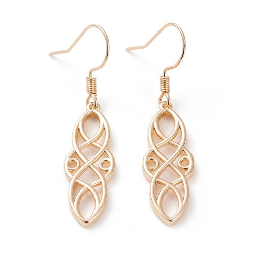 Brass Trinity Knot Dangle Earrings - Gold or Bright Silver