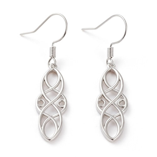 Brass Trinity Knot Dangle Earrings - Gold or Bright Silver
