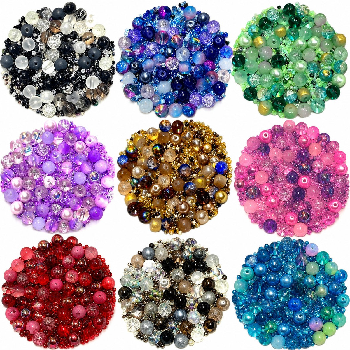 Glass Beads - Mystical Mixes - 50g - 1300+ Pieces - 10 Colours
