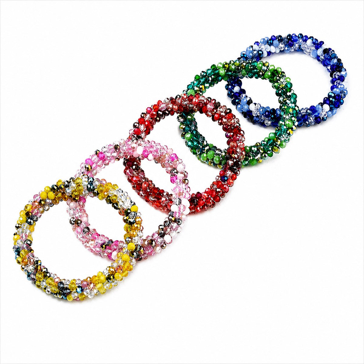 Glass Beaded Crochet Stretch Bracelets - 5 Colours