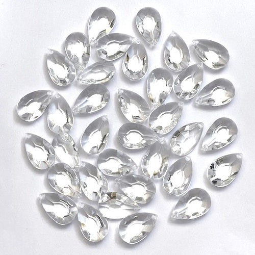 Plastic Acrylic Tear Drop Beads - Clear - Small / Medium / Large