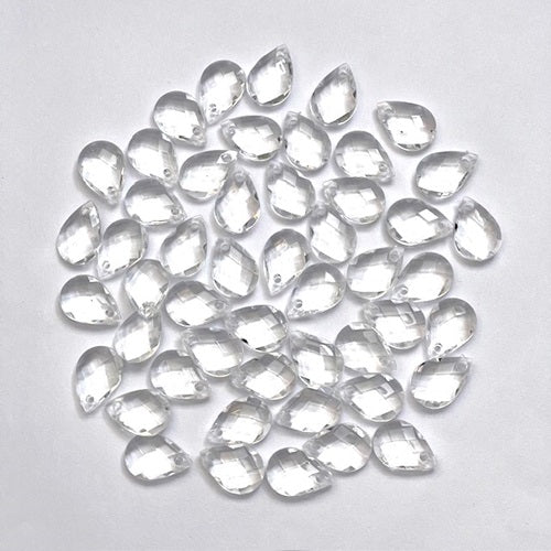 Plastic Acrylic Tear Drop Beads - Clear - Small / Medium / Large