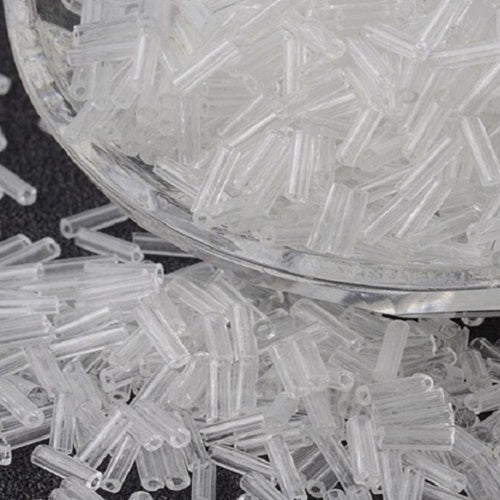 Glass Bugle Beads - Transparent - Clear - 6mm x 2mm - 20g Approx 250+ Pieces