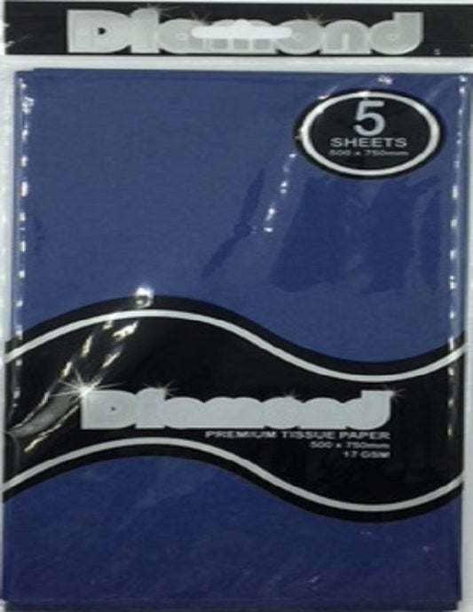 Tissue Paper - 5 Sheet Packs - 50cm X 75cm - Dark Blue