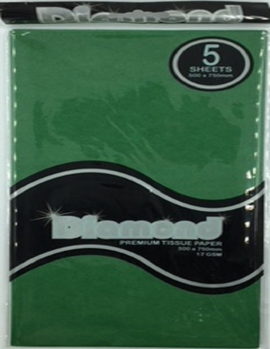 Tissue Paper - 5 Sheet Packs - 50cm X 75cm - Dark Green
