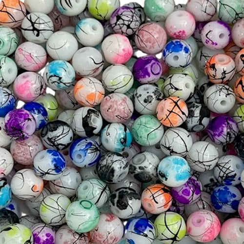 Glass Drawbench Baked Painted Round Bead Mix - 8mm - 50g approx 75 Pieces
