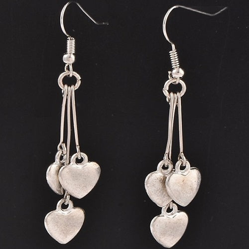 Triple Hearts Dangles - Silver Plated